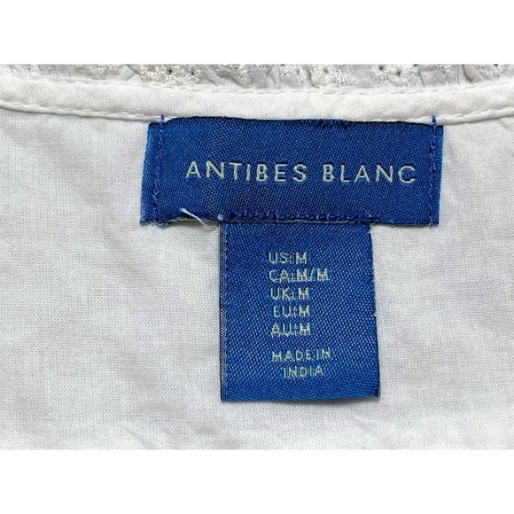 Antibes Blanc Tank Top Womens Size M White Blouse Summer Shirt Romantic Lace - Picture 3 of 10